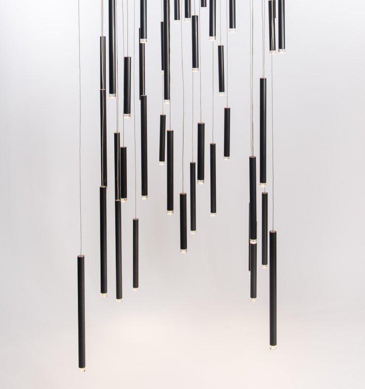 Bellini Square Tri-Tone Tubular Pendant Light Chandelier - morylighting