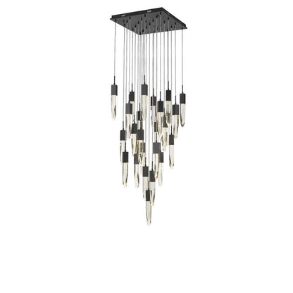 Modern Light Luxury Round/Rectangle Ceiling Pendant Light in Black Finish for Kitchen Island/ Staircase/Living Room