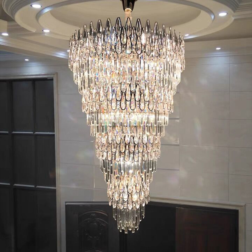 Morylighting Grand Tiered Crystal Raindrop Chandelier - American ballroom or formal entertaining space