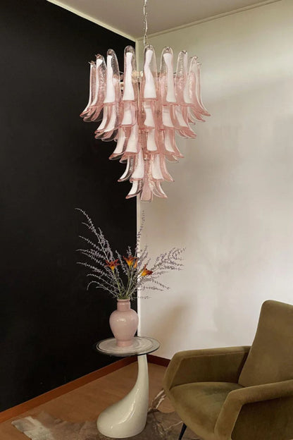 Art Blush Pink Glass Petal Chandelier - view 9 | morylighting