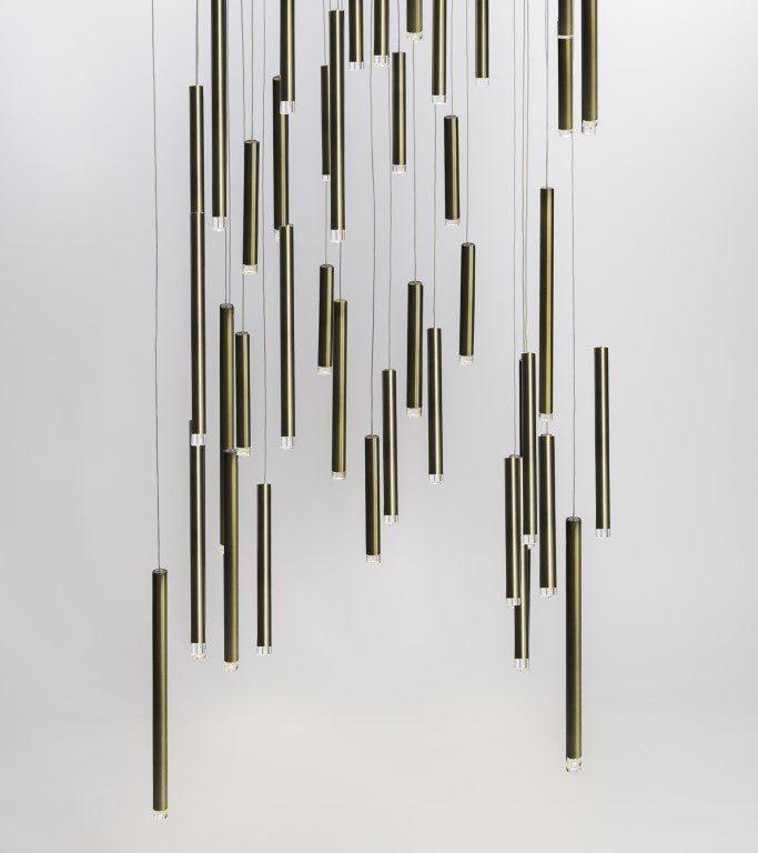 Bellini Square Tri-Tone Tubular Pendant Light Chandelier - morylighting