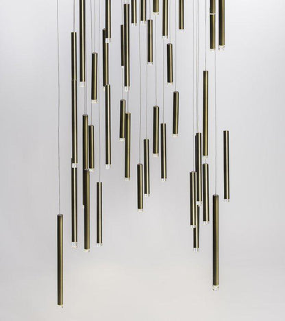 Bellini Square Tri-Tone Tubular Pendant Light Chandelier - morylighting