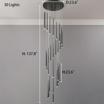 Minimalism Foyer Staircase Chandelier Ceiling Pendant Lighting Fixture For Living Room Entryway In Gold/ Black Finish