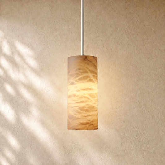 Brielle Alabaster Carved Cylinder Pendant Light