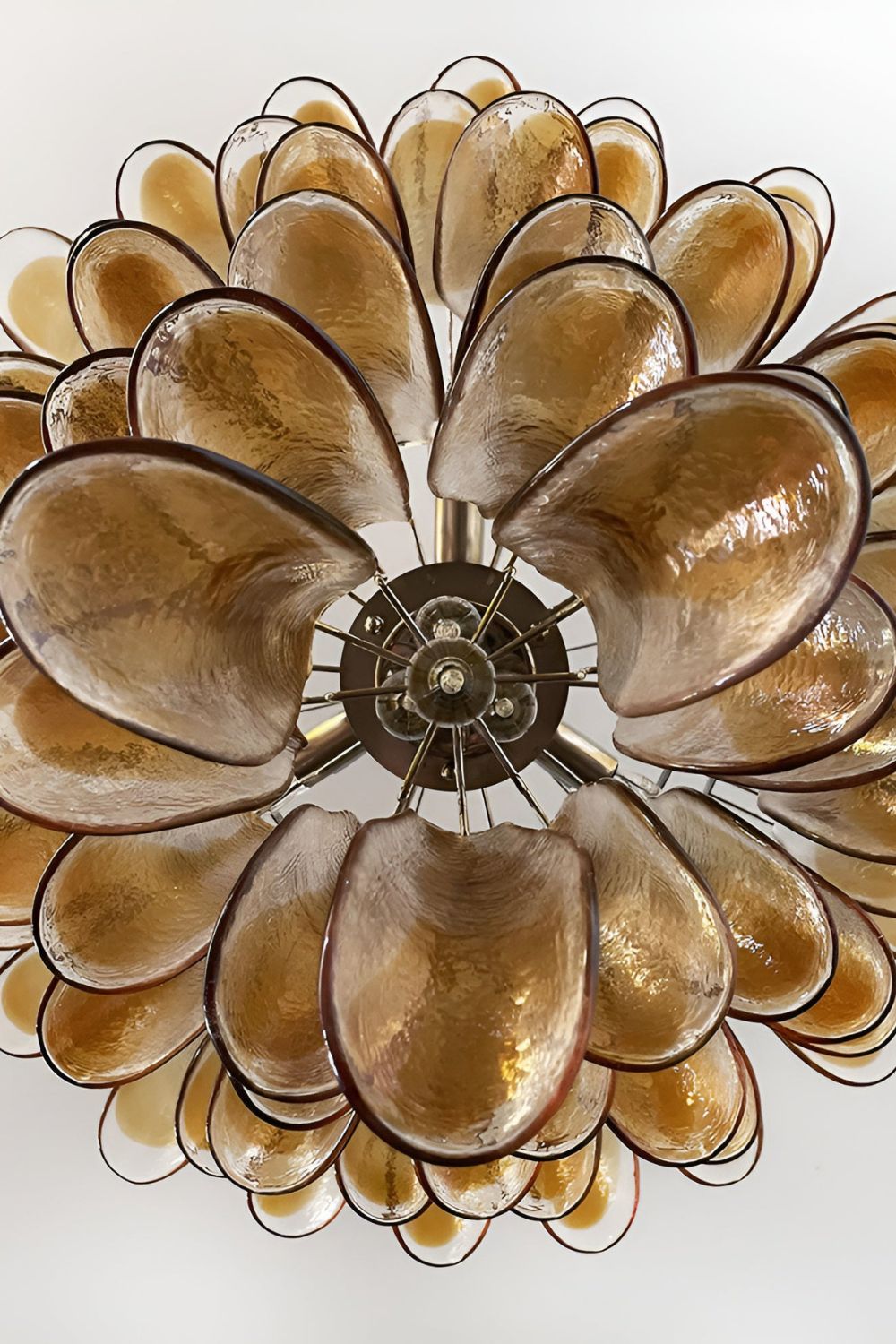 Amber Art Glass Petal Cascade Chandelier - view 15 | morylighting