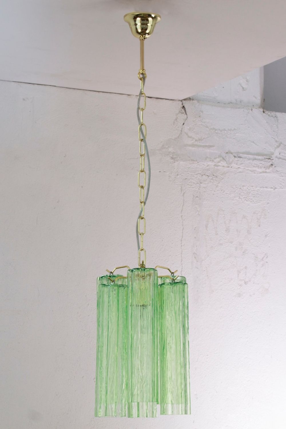 Italian Green Glass Tube Chandelier - view 5 | morylighting