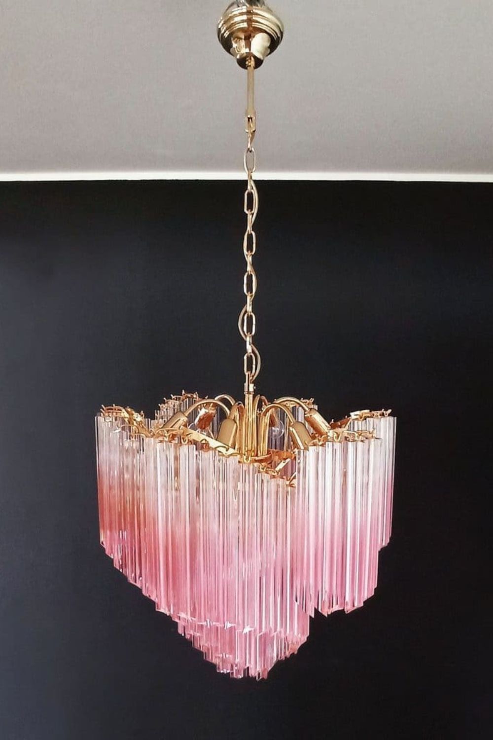Vintage Pink Art Quadriedri Prism Chandelier - view 4 | morylighting