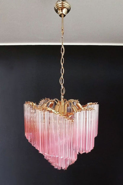 Vintage Pink Art Quadriedri Prism Chandelier - view 4 | morylighting