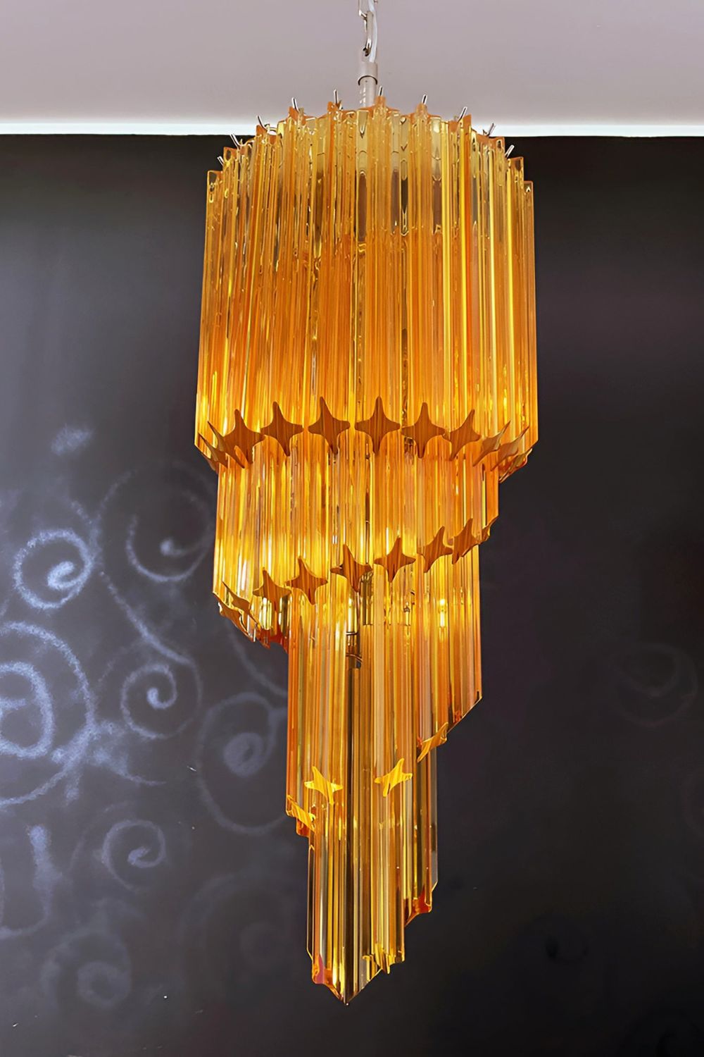 Amber Murano Glass Prism Spiral Chandelier - view 6 | morylighting