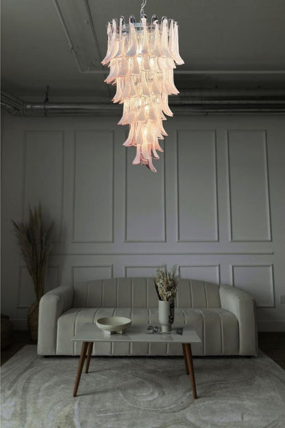Italian Vintage Pink Spiral Art Chandelier - view 4 | morylighting