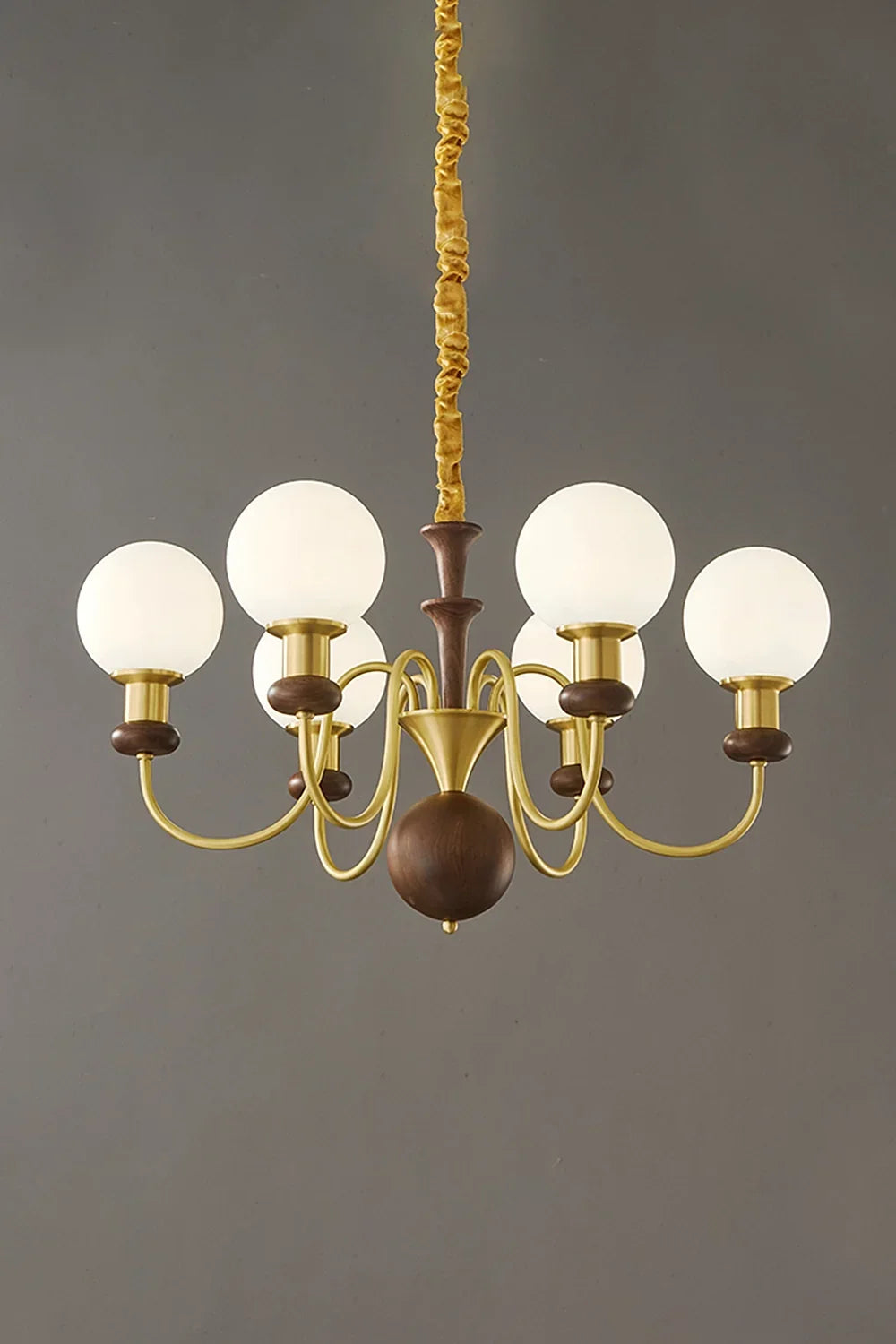 Vintage Walnut Wood Globe Chandelier - view 9 | morylighting