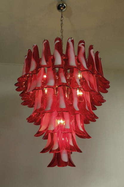 Mid-Century Red Art Glass Petal Chandelier - view 4 | morylighting