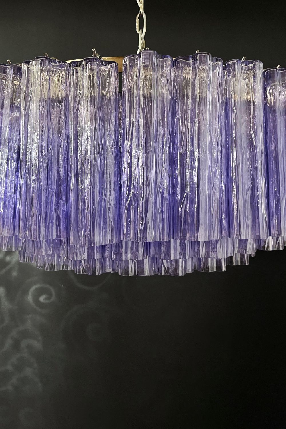 Italian Modernist Purple Art Glass Tube Chandelier - view 14 | morylighting
