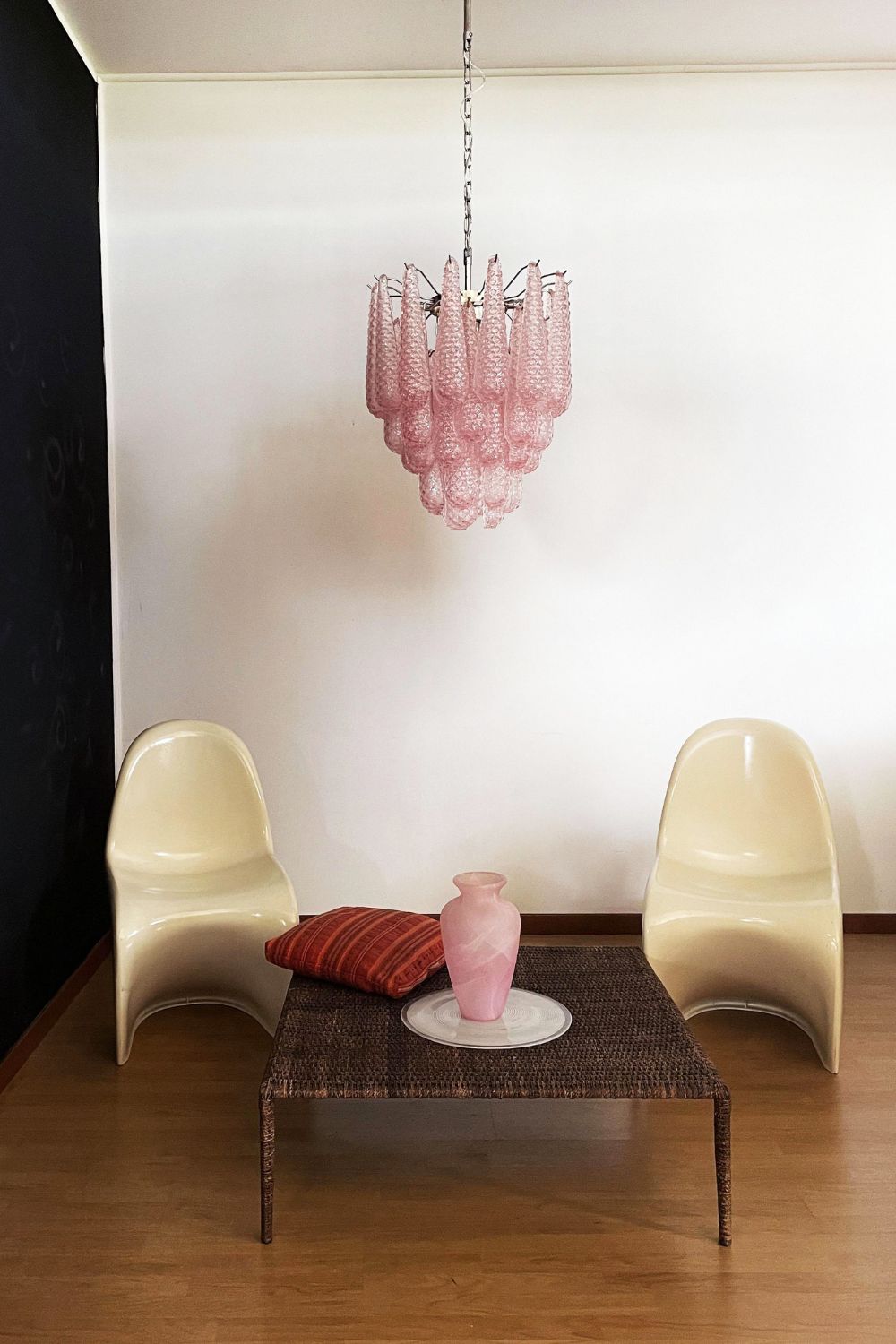 Pink Art Glass Teardrop Chandelier - view 3 | morylighting