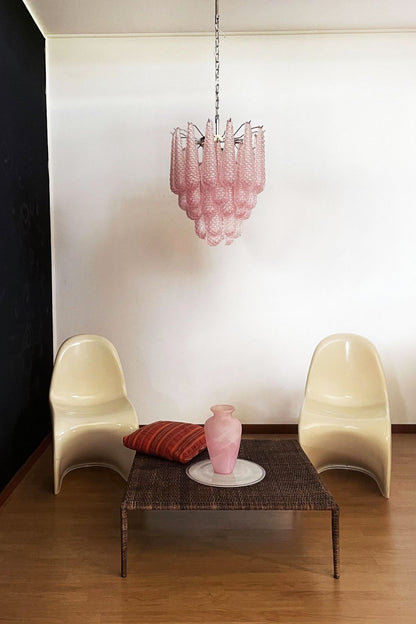 Pink Art Glass Teardrop Chandelier - view 3 | morylighting