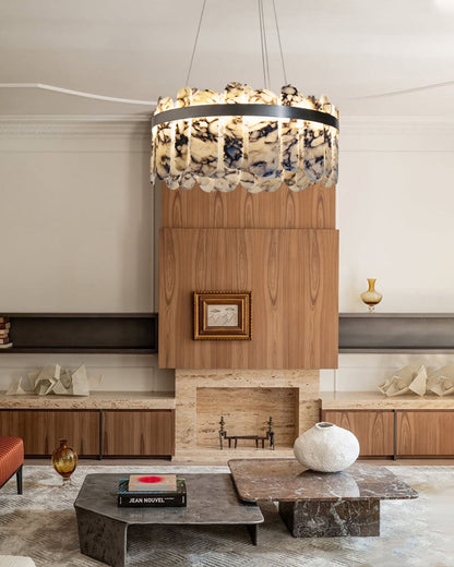 Modern LED Marble Round Chandelier 24" 32"