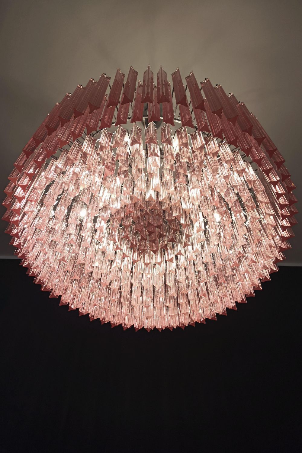 Large pink Art Triedri glass prism chandelier - view 14 | morylighting