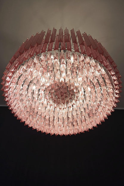 Large pink Art Triedri glass prism chandelier - view 14 | morylighting