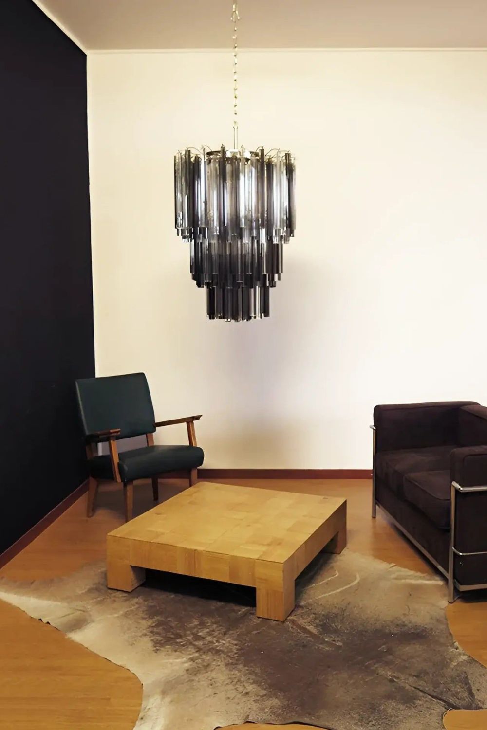 Smoked and Clear Art Glass Prism Chandelier - view 3 | morylighting