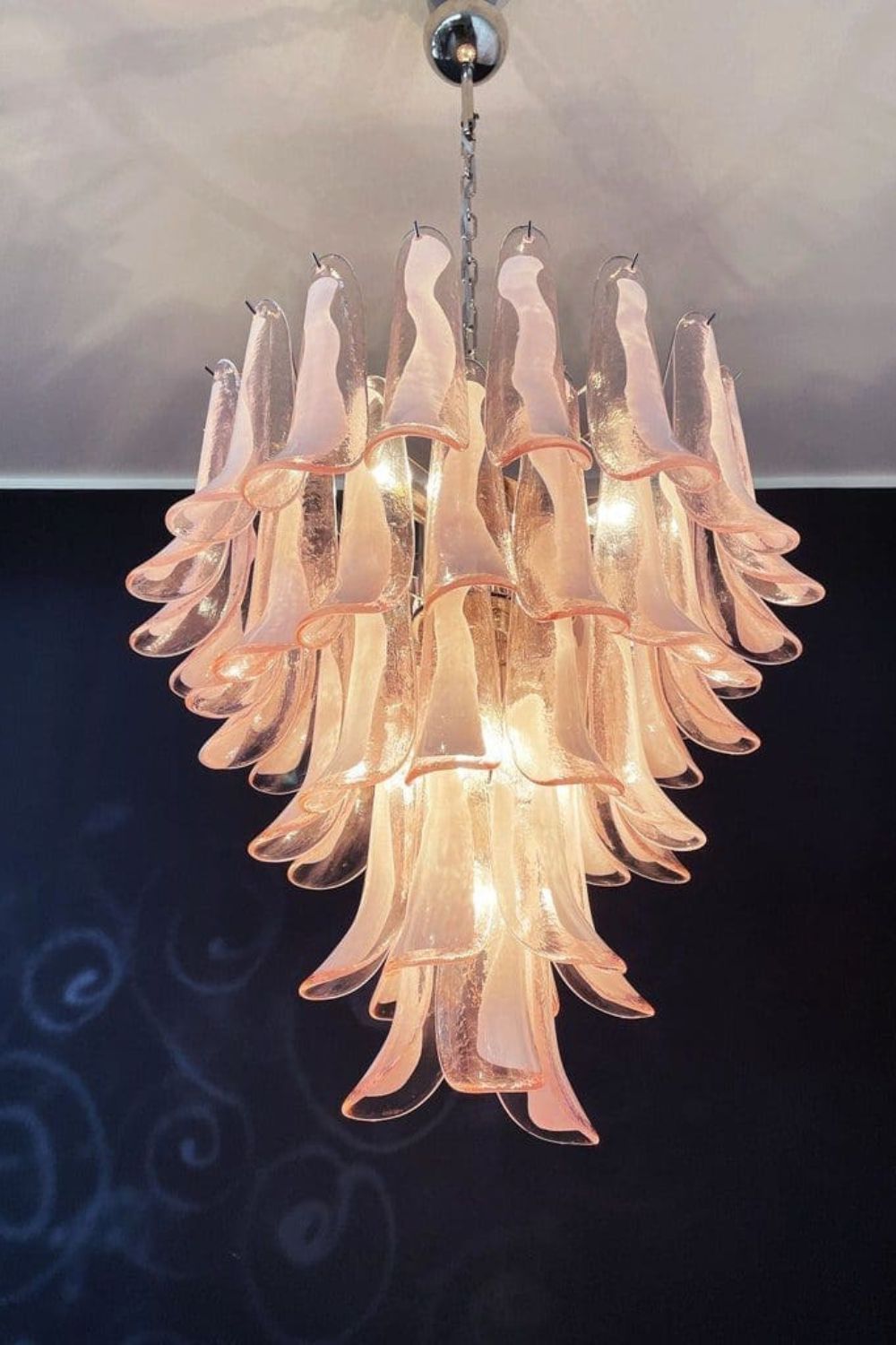 Art Blush Pink Glass Petal Chandelier - view 7 | morylighting