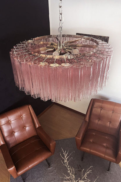 Pink Art Glass Tube Chandelier - view 5 | morylighting