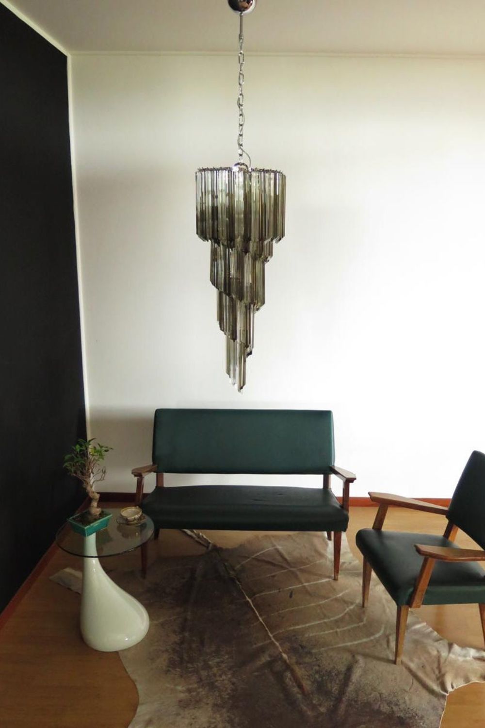 1983 Smoked Glass Prism Chandelier - view 3 | morylighting