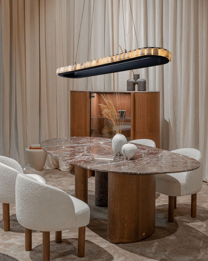 Ring Alabaster Oval Chandelier for Kitchen Island
