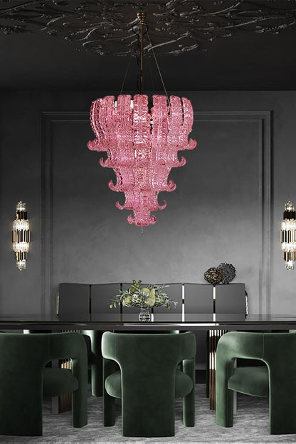 Art pink glass Felci chandelier - view 2 | morylighting