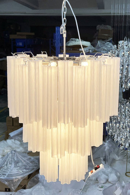 Three-tier Art frosted white glass chandelier - view 6 | morylighting
