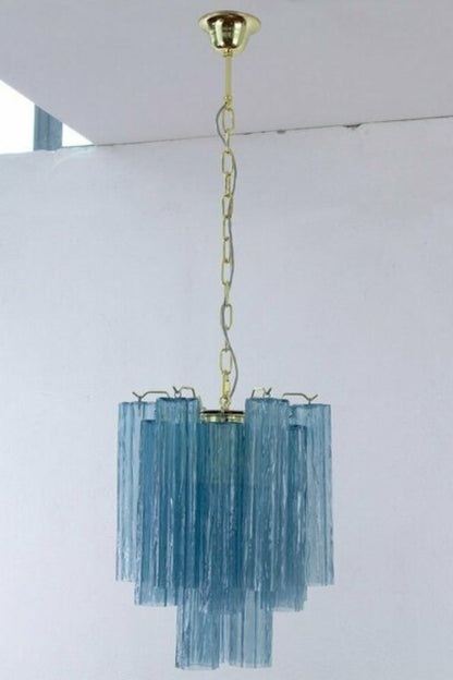 Retro Suspension Lamp with Blue Art Glass Tubes - view 2 | morylighting