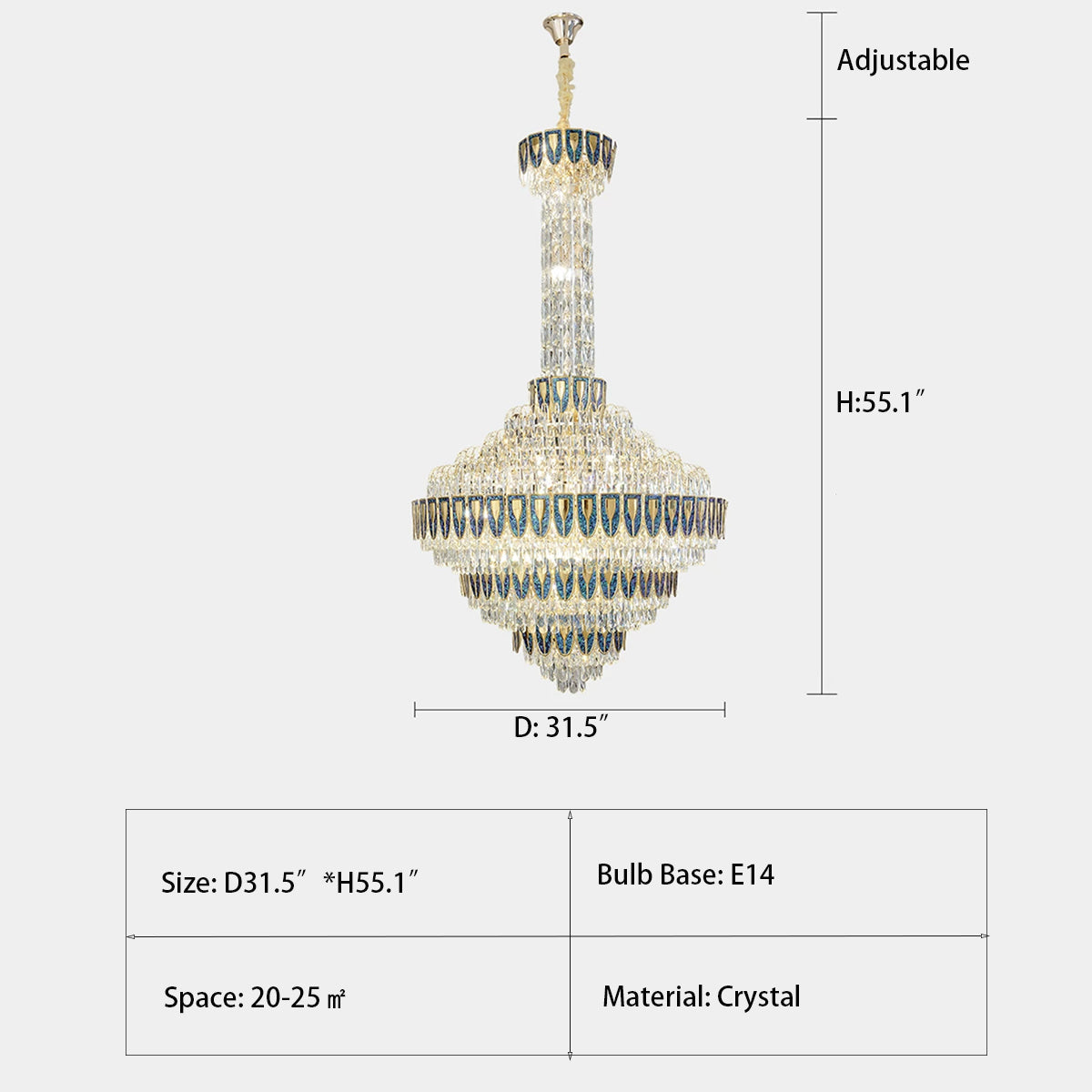 Morylighting Grand Empire Tiered Crystal Chandelier - Background Shot