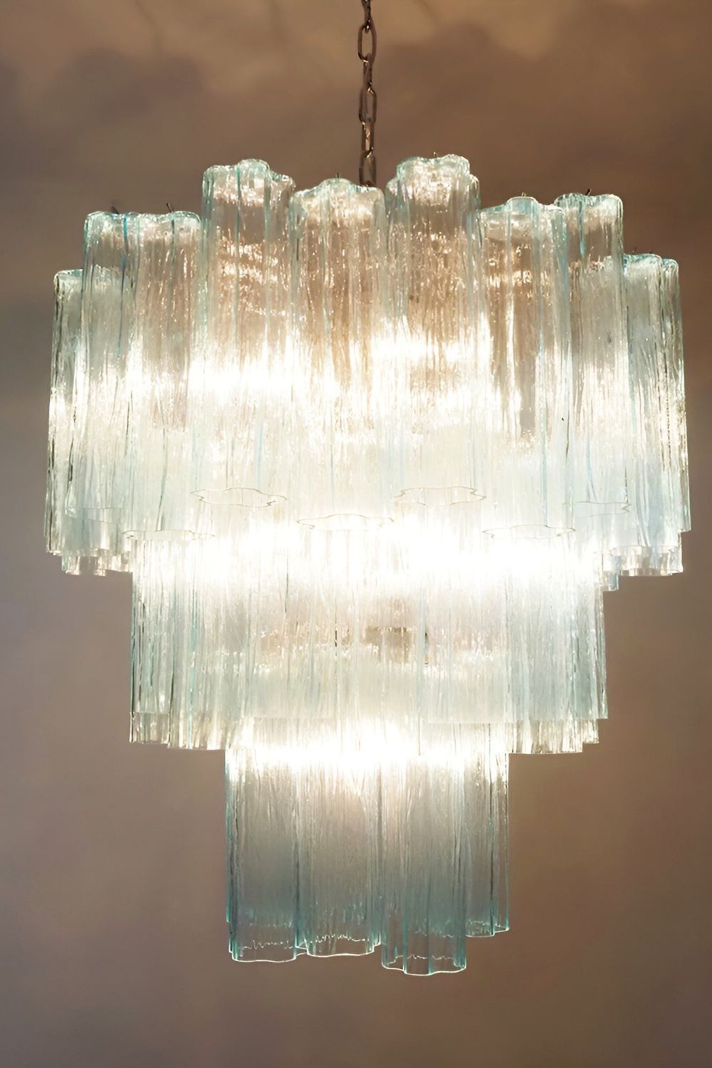 Three-tier Art Venetian blue glass chandelier - view 5 | morylighting