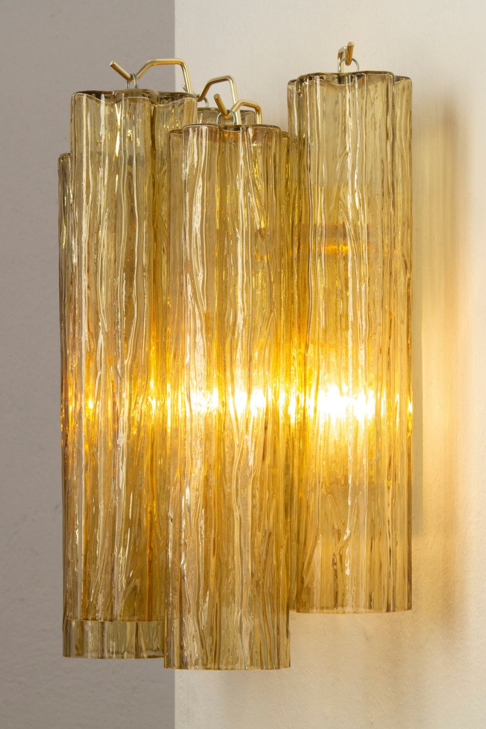 Italian Art amber glass tube wall lamp - view 3 | morylighting