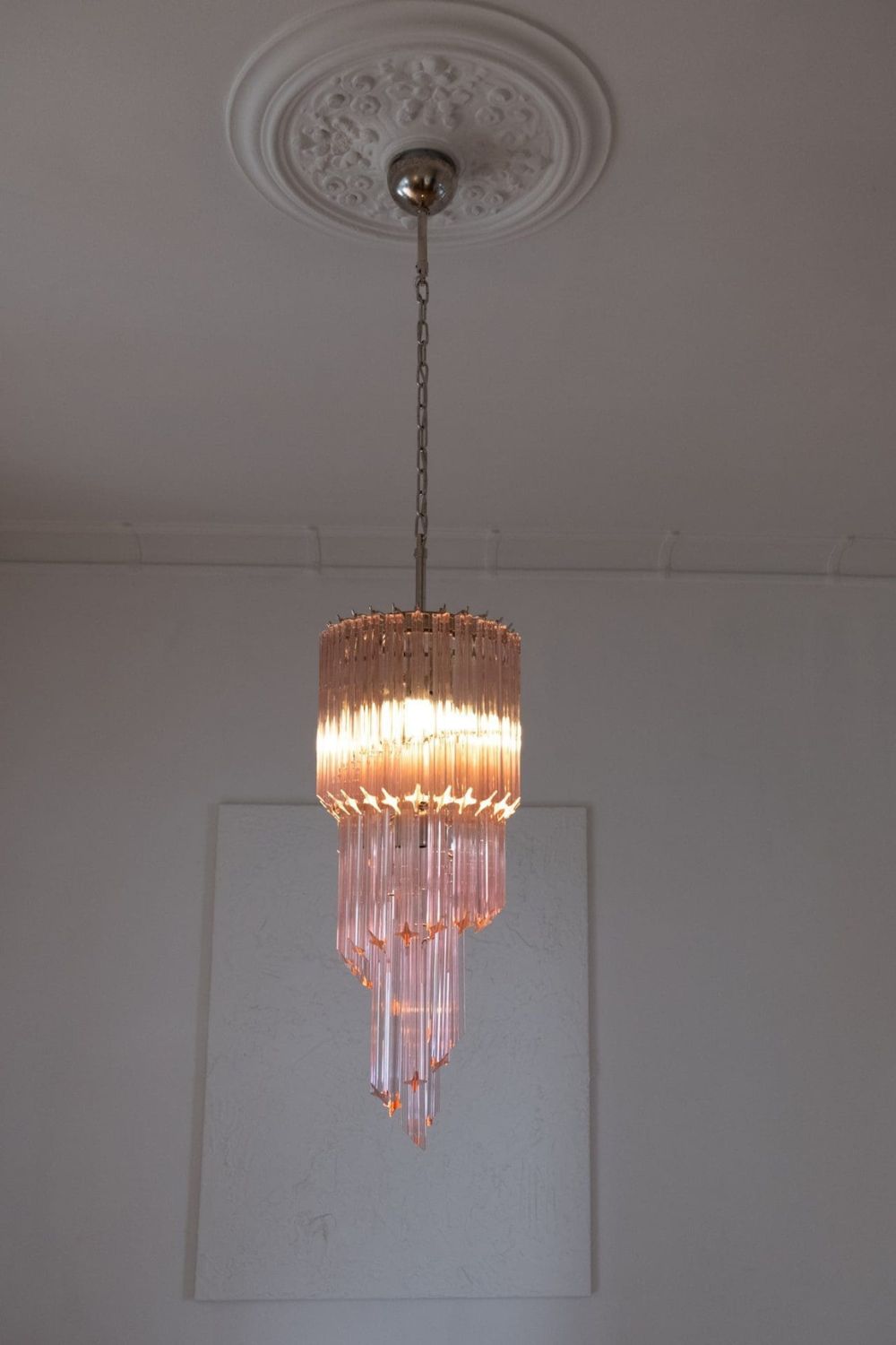 Pink Art Glass Prism Spiral Chandelier - view 4 | morylighting
