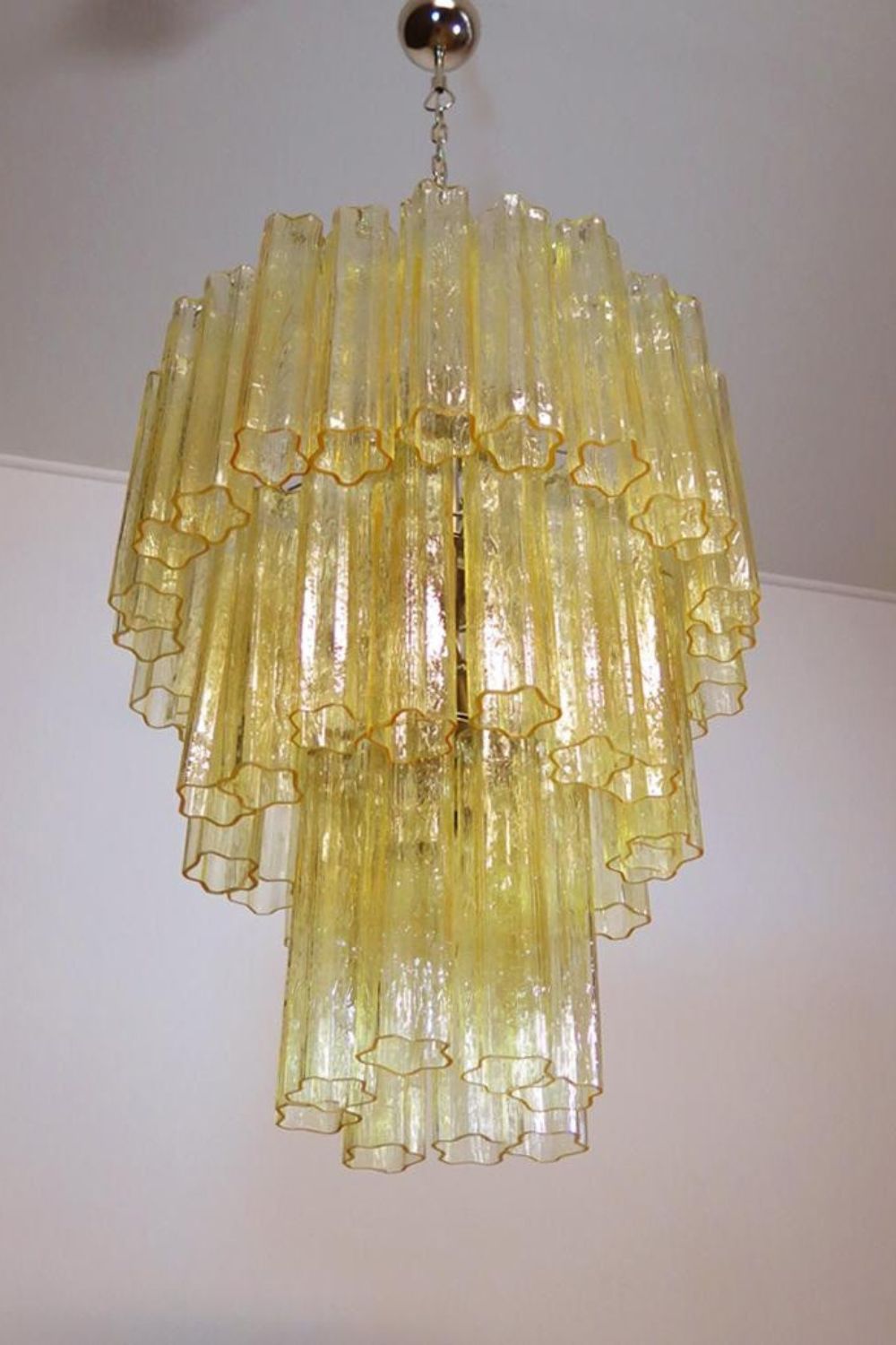 Three-Tier Yellow  Glass Art Chandelier - view 17 | morylighting