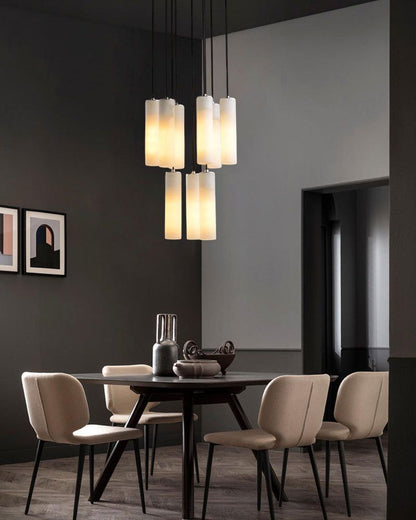 Elegant Lighting Linear Nature Stone 2" Wide Alabaster Chandelier
