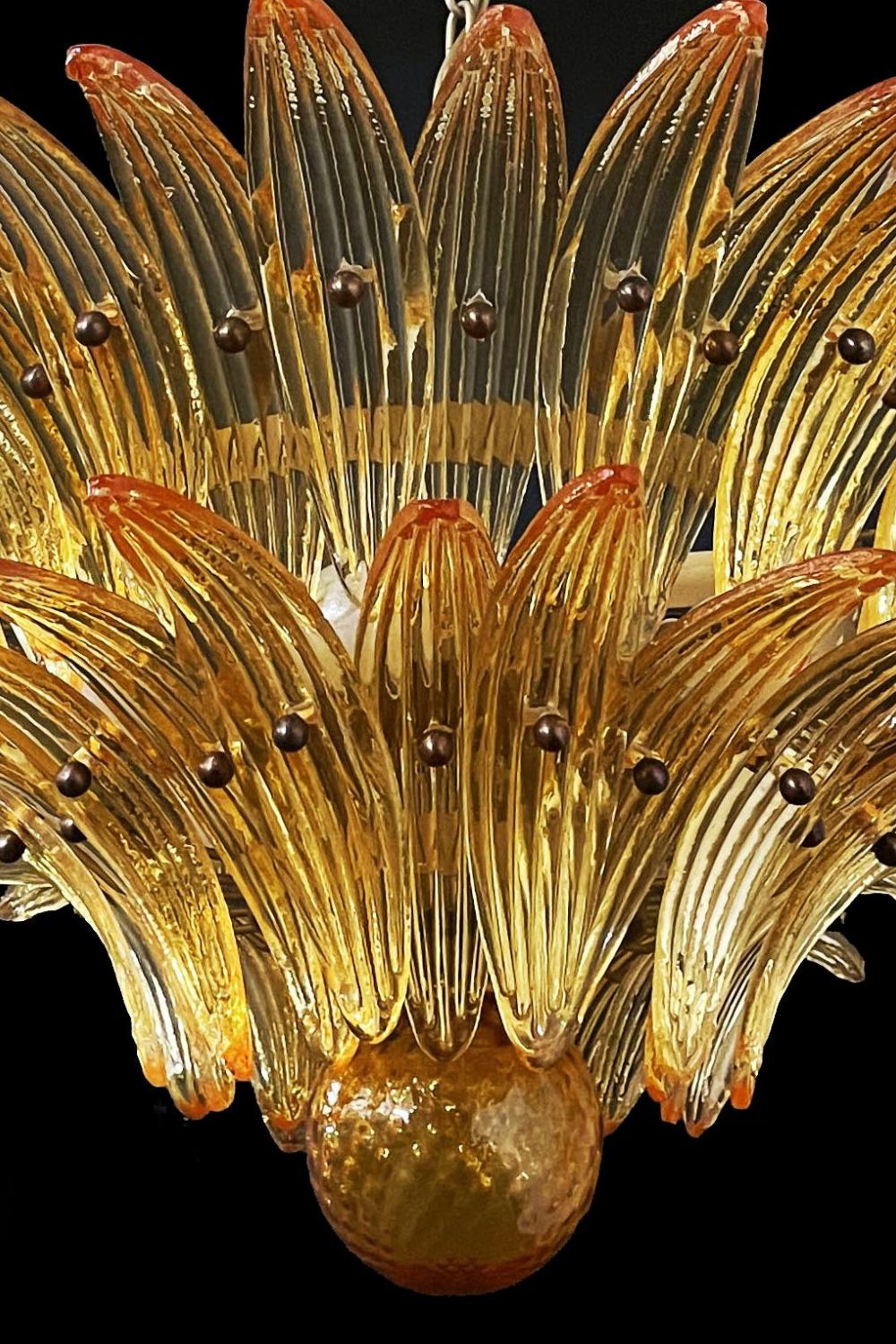 Amber Art Glass Palmette  Chandelier - view 9 | morylighting