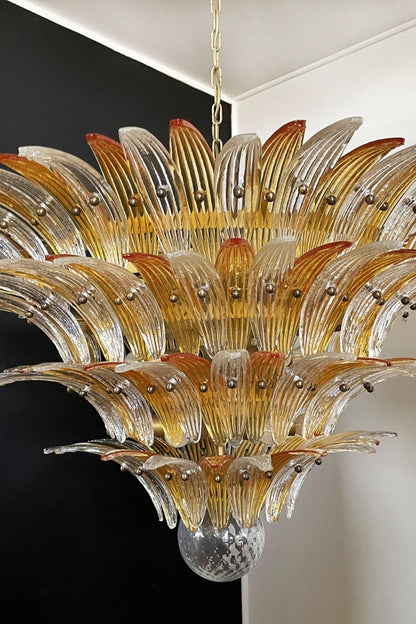 Amber and Clear Art Glass Palmette Chandelier - view 13 | morylighting