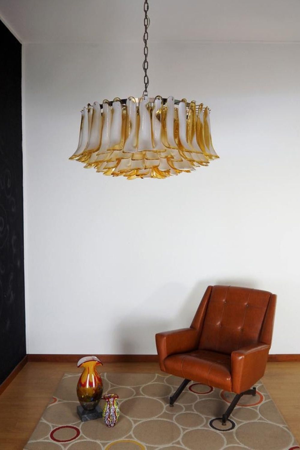 Amber Art Glass Petal Chandelier - view 8 | morylighting