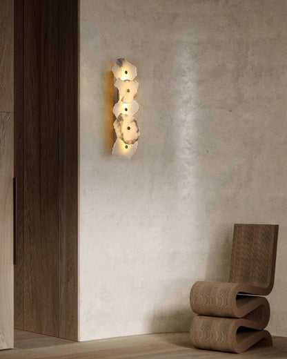 Art Decor Multiple Irregularity Shape LED Brass wall sconces White Alabaster Shade