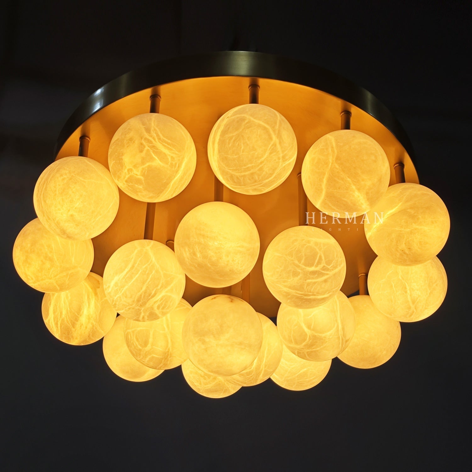 Alabaster Semi Flush Mount with Etched Opal Marble Shades