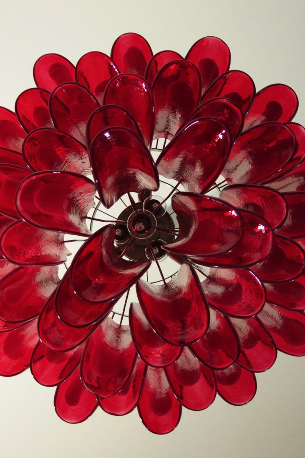 Red Art Glass Petal Chandelier - view 15 | morylighting