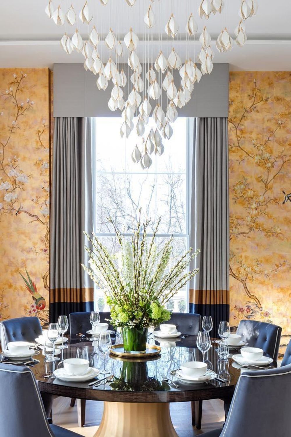 Gold Stem Ceramic Flower Chandelier - view 8 | morylighting