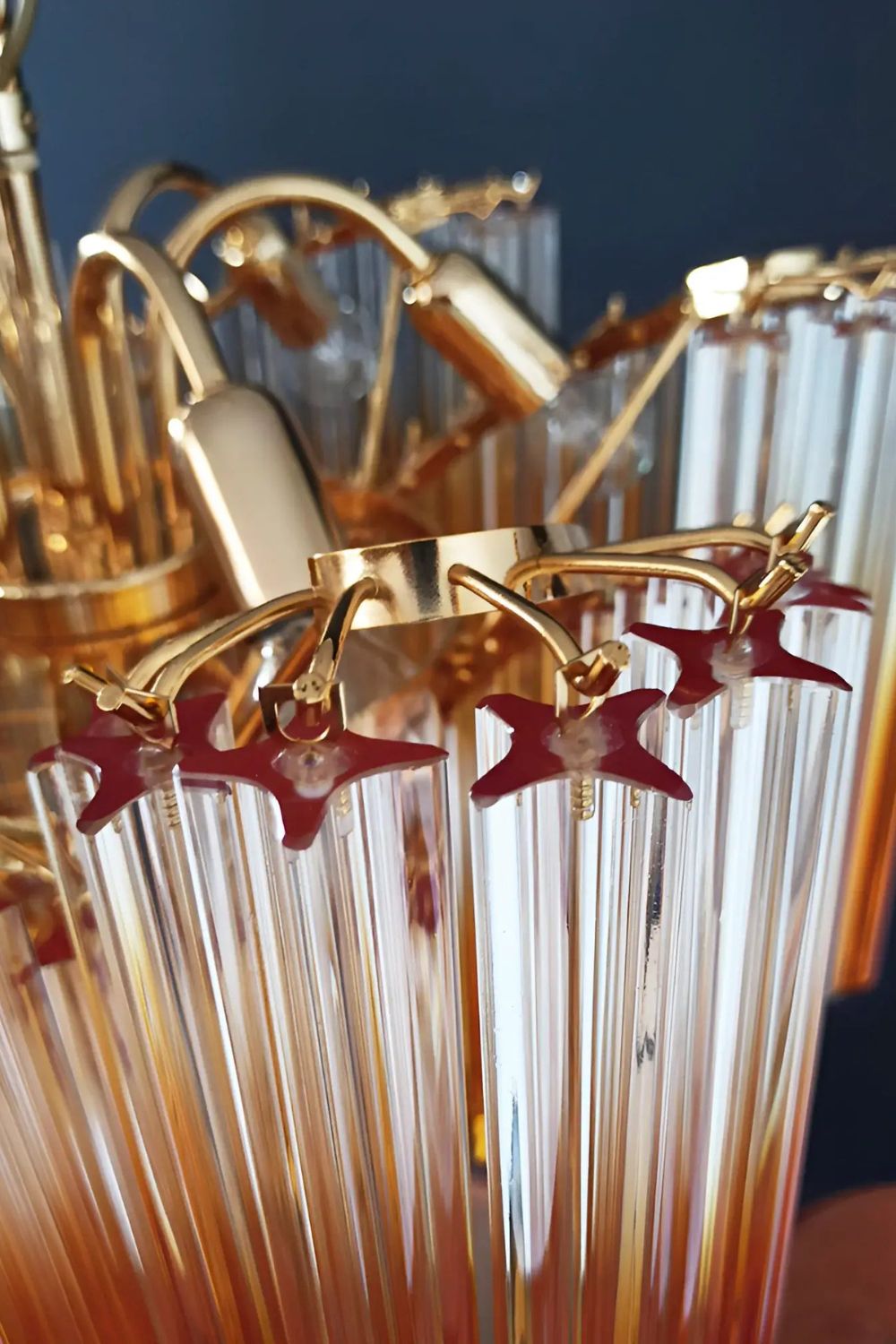 Shaded Amber Art Crystal Prism Chandelier - view 8 | morylighting