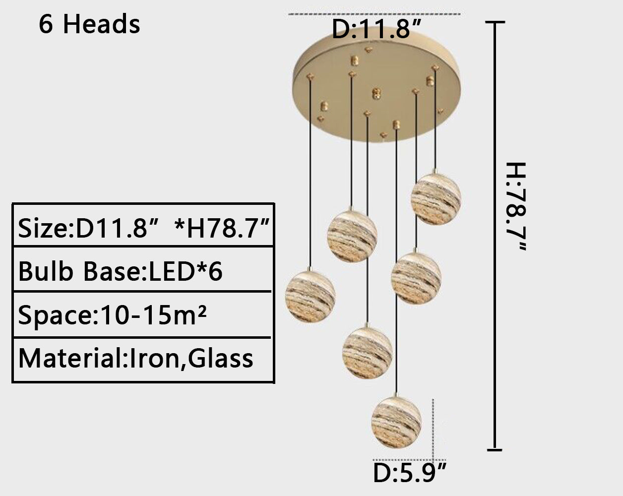 Morylighting Celestial Orb Long Pendant Chandelier - Background Shot
