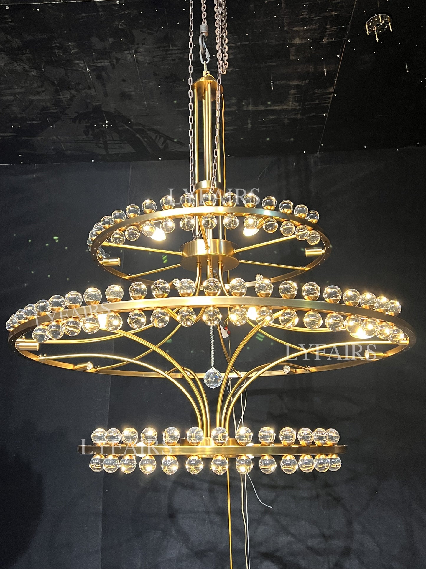 Modern 2/3 Ring Glass Ball Chandelier for Low-ceiling