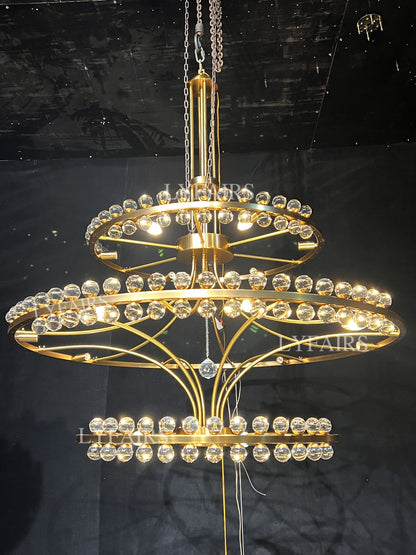 Modern 2/3 Ring Glass Ball Chandelier for Low-ceiling