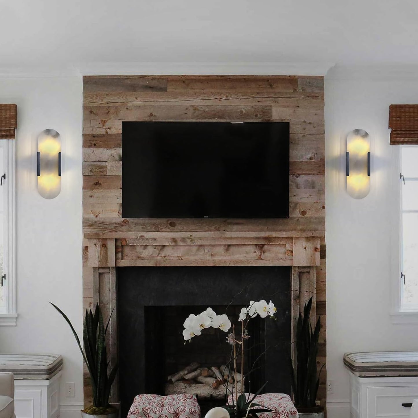 Trinidad Alabaster Wall Sconces 14" 20"