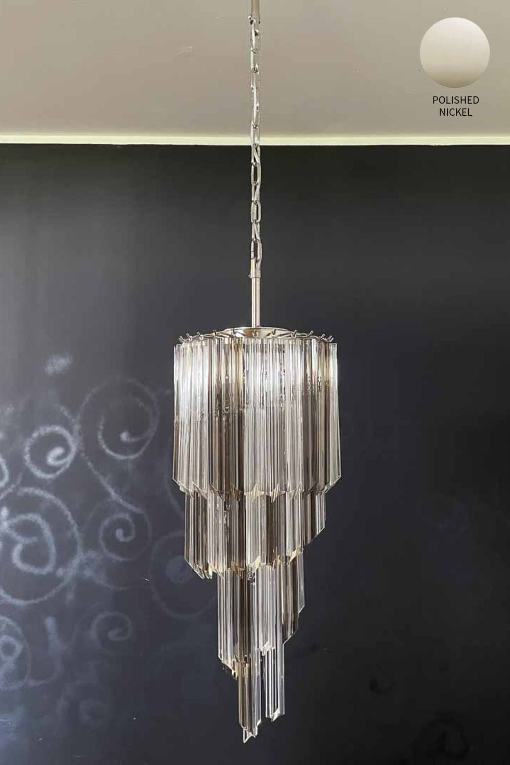 Vintage Smoked Art Glass Prism Spiral Chandelier - view 16 | morylighting