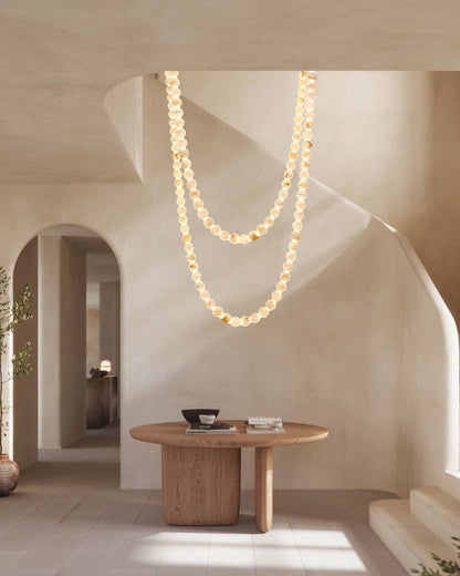 Modern LED Natural Alabaster Globes Beads Hanging Chandelier Indoor Lighting Fixture
